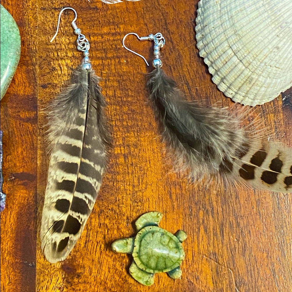 Natural Feather Earrings Long